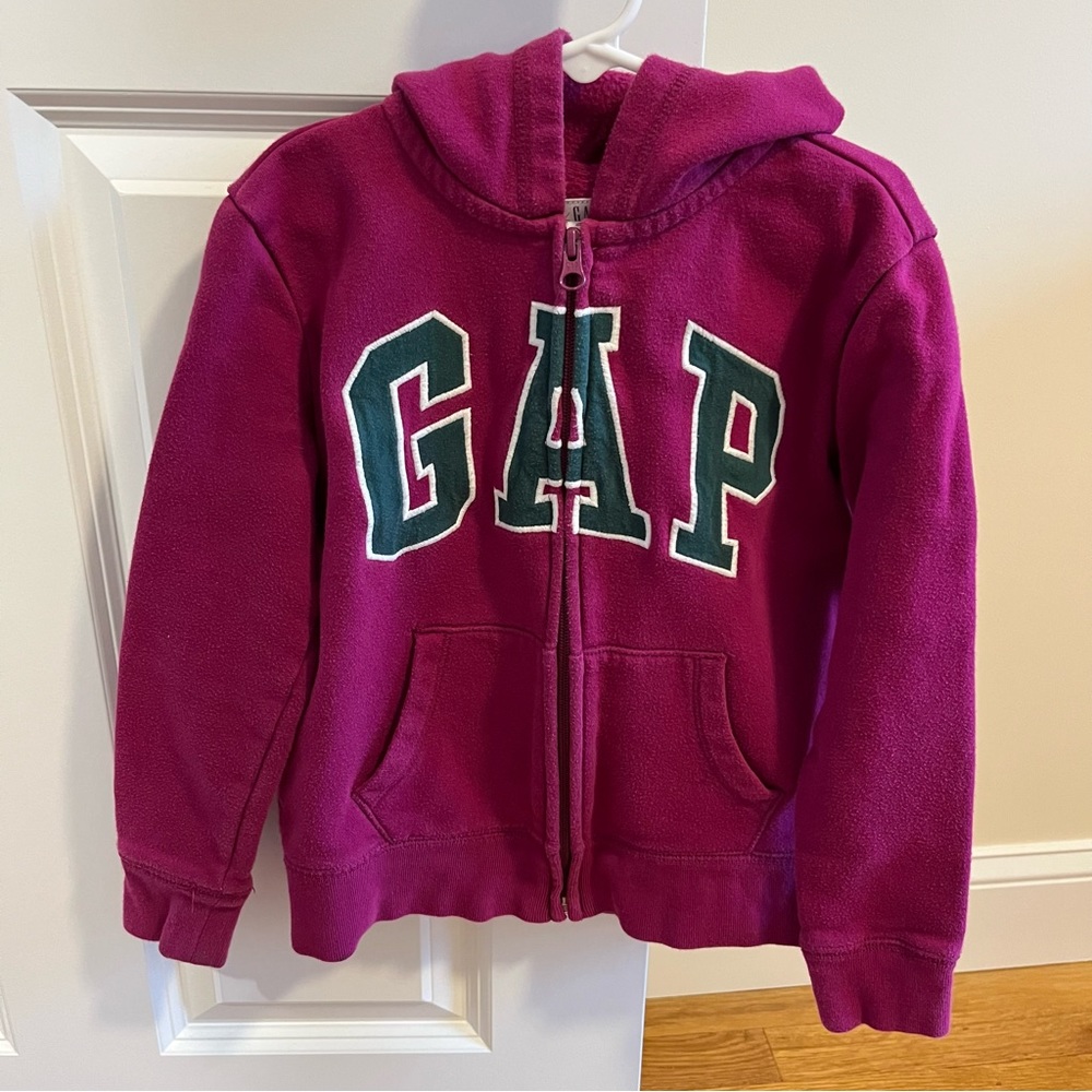 GAP Full Zip Hooded Logo Sweatshirt Purple Girls Size M